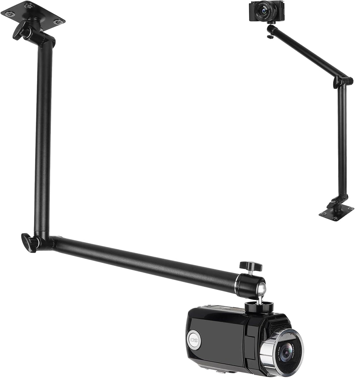 Articulating Camera Wall Moun with 1/4"-20 Threaded Compatible with DSLR/Security/Webcam/Action/LED Light/CCTV POV Camcorder Cameras,Adjustable Aluminium Alloy Arm Metal Base
