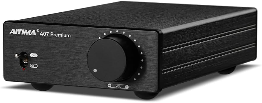 AIYIMA A07 Premium TPA3255 Power Amplifier 300Wx2 HiFi Class D Amp Mini 2 Channel Stereo Amplifier for Desktop Bookshelf Speaker Home Audio Theater System with DC 32V Power Adapter