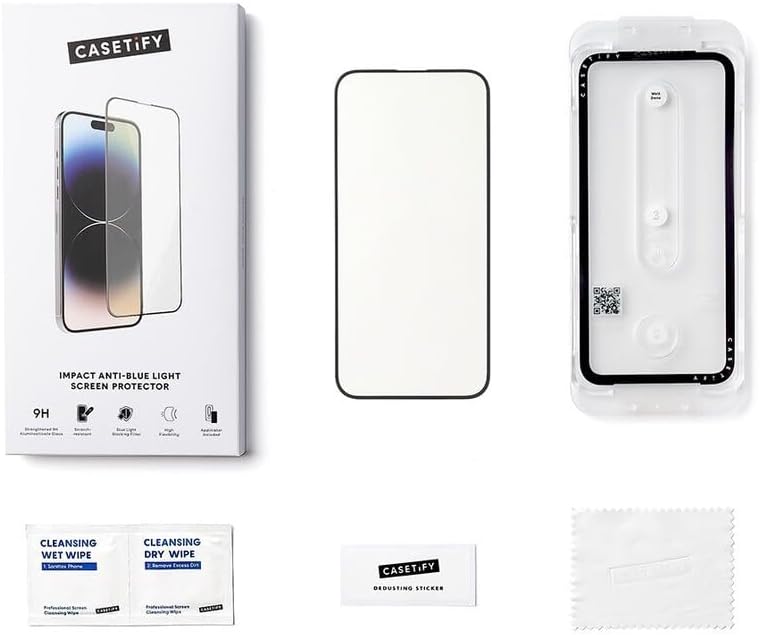 CASETiFY Impact Anti-Blue Light Screen Protector [Strengthened 9H aluminosilicate Glass, applicator Included] for iPhone 15 Plus