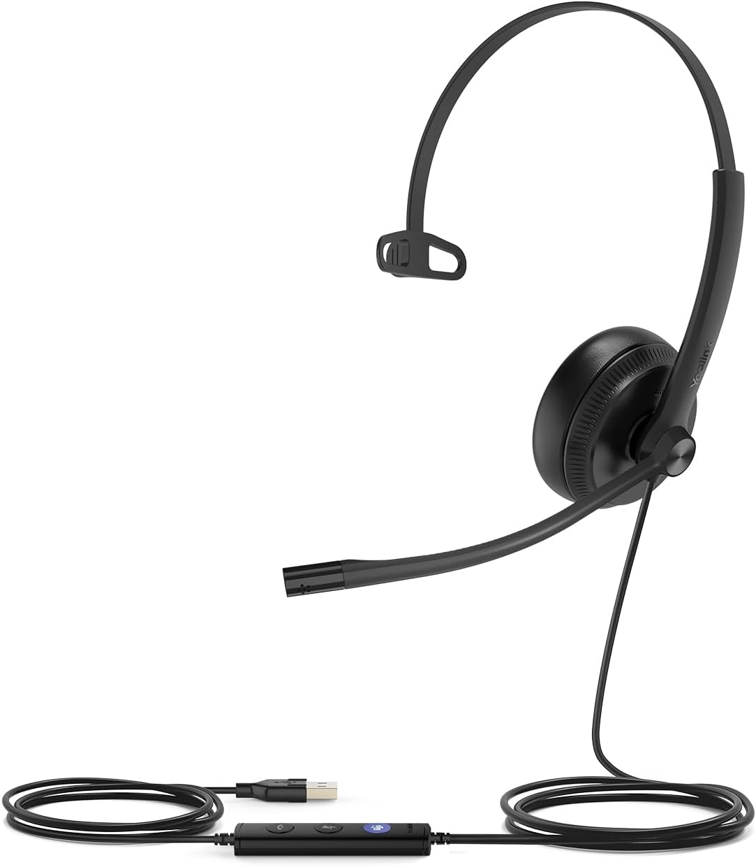 Yealink UH34 Wired Headset, Single Ear USB Headset with Noise Cancelling Mic, Teams Certified, Mono Headset for PC Laptop VoIP Phone, All Day Comfort Design, Mute Button, Busylight