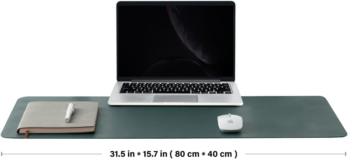 Cork Desk Mat - Dual-Sided Desk Pad for Office and Home - Desk Organization and Accessories - Ideal for Large Mouse Pad and Desk Mats on Top of Desks(Dark Green,80cmx 40cm)