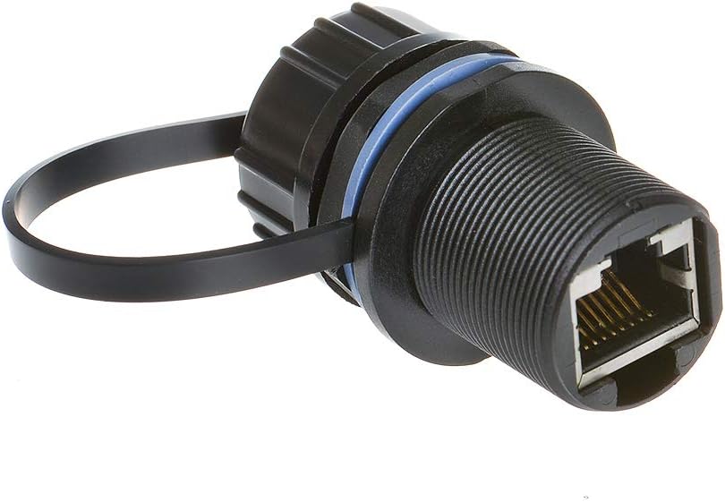 Panel Mounting Shielded RJ45 Waterproof Cat5/5e/6 8P8C Connector Ethernet LAN Cable Connector Double Head Coupler Adapter Female to Female with Waterproof/Dust Cap