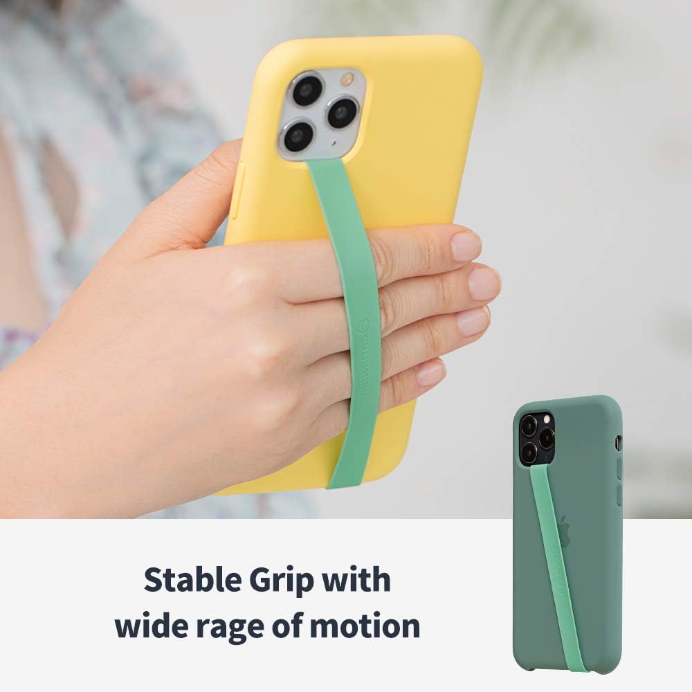 Sinjimoru Stretchable Silicone Phone Strap, Flexible and Elastic Grip Holder for iPhone & Android, Secure Phone Loops Finger Grip with Wireless Charging Support Sinji Loop White