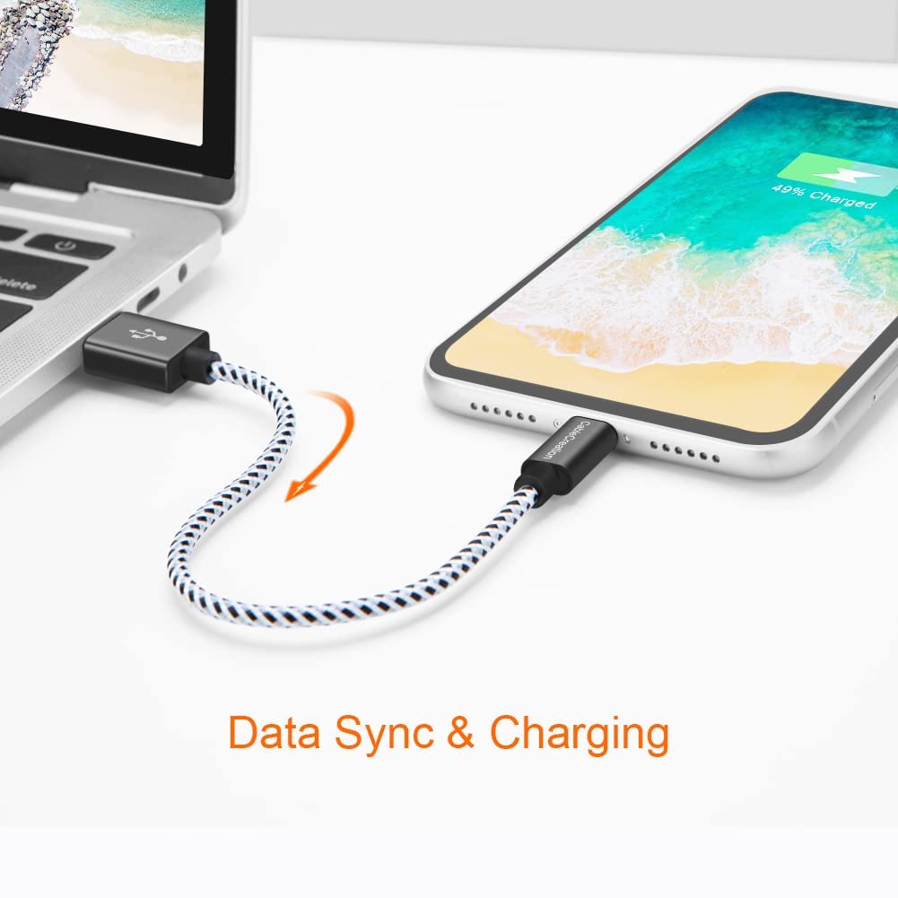 CableCreation 3-Pack Short iPhone Charging Cable 6 Inch/0.5ft, [MFi Certified] Lightning to USB Data Sync Cord, Compatible with iPhone 14/14 Pro, AirPods Pro, iPhone 13, 12, 11, iPad