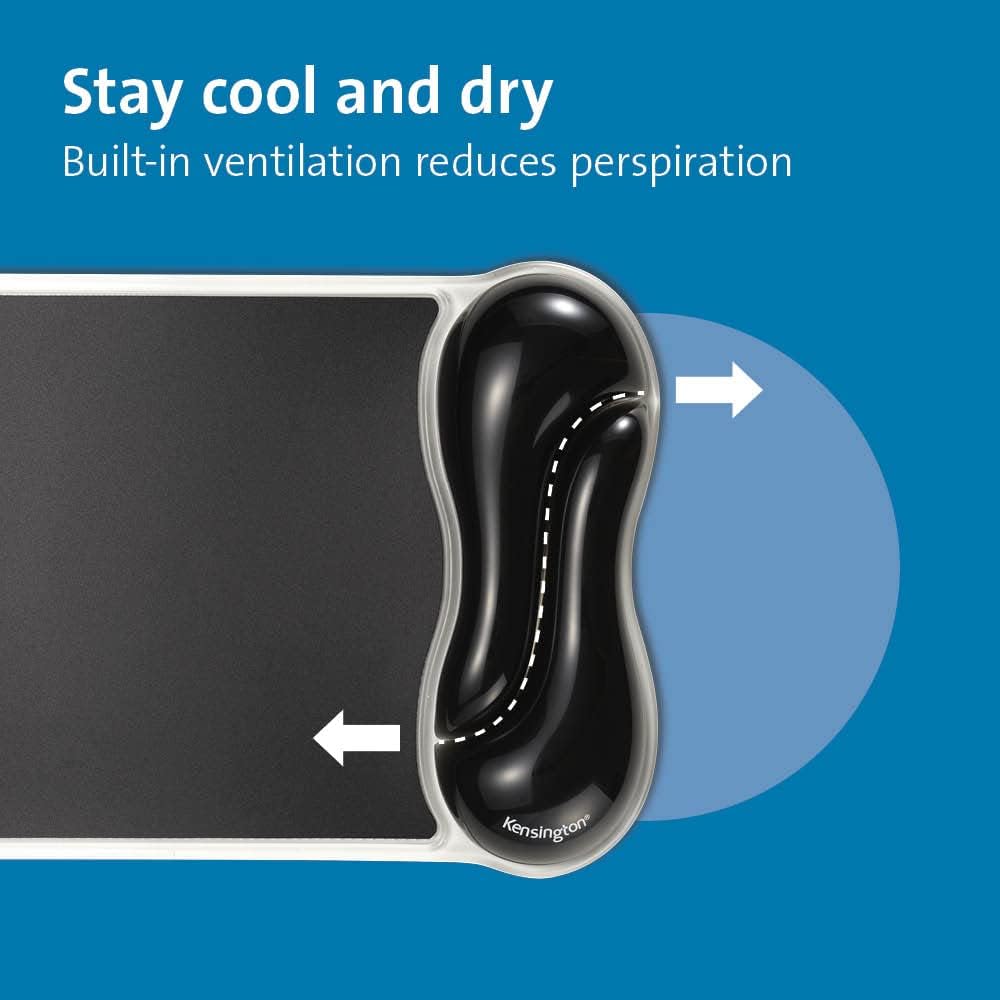 Kensington Duo Gel Wave Mouse Pad & Wrist Rest - Black,Medium (K62413WW)