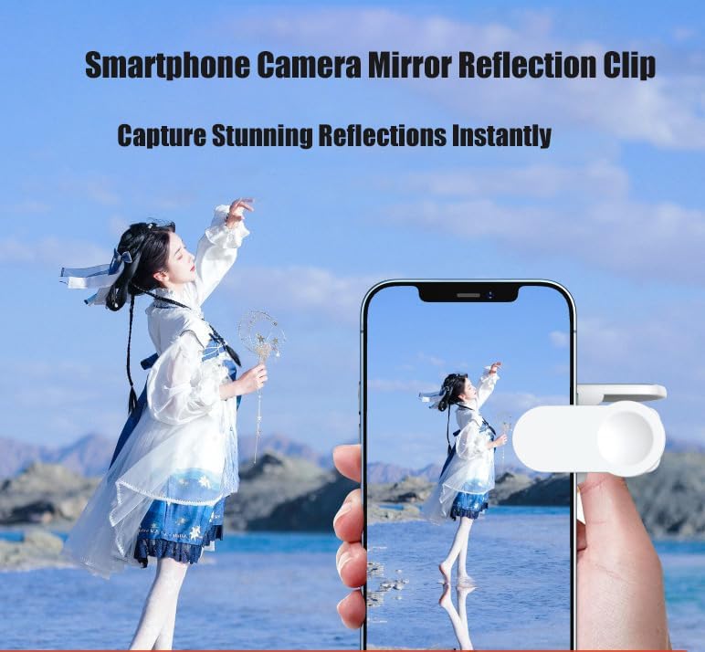 Mirror Effect Lens - Capture Stunning Reflections Instantly,Camera Mirror Reflection Clip for Back Camera Recording, Adjustable Hd Glass Phone Shooting Reflection Mirror (2pcs Black)