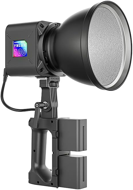YONGNUO YNLUX100 RGB 120W LED Video Light Handheld Light with Bowens Mount 2700k-10000k Bi-Color tempreture and RGB 2.4G APP Remote Control for Studio Video, YouTube, Vlog, Live Stream, Filming, etc