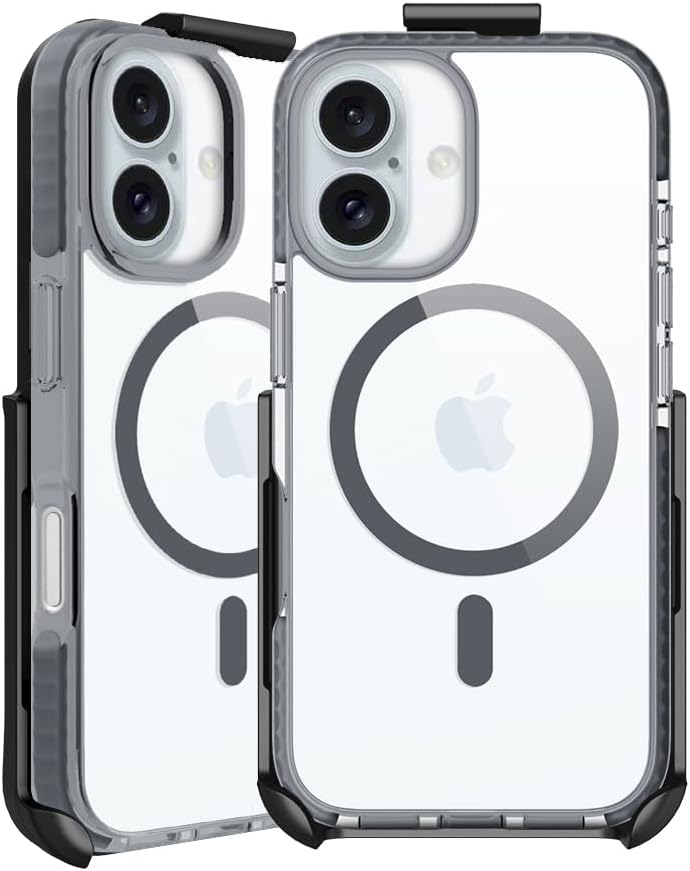 BELTRON Belt Case for iPhone 16, Slim Protective Transparent Case & Rotating Belt Clip Holster Combo (Compatible with MagSafe)