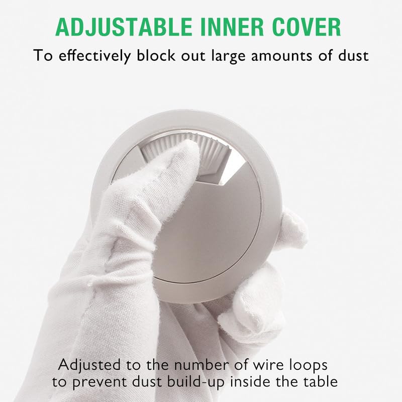 10 Pcs Desk Grommet 2" / 50 mm, Desk Cord Hole Cover, Cable Grommet ABS Plastic, Desk Hole Grommet for Home & Office Pc, Detachable Adjustable Cable Cord Organizer-Silvery
