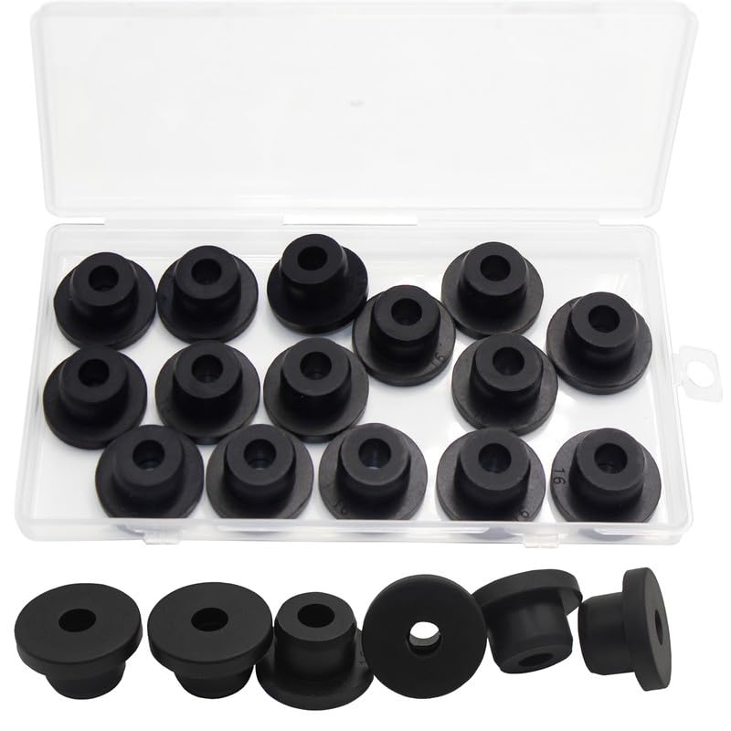 15 Pcs 5/8" Drill Hole, 1/4" ID Silicone Rubber Grommets for Wiring, Automotive Firewall Hole Plug, Small Top Hat Metal Wall Drywall Grommets for Vinyl Tubing in Hydroponic Irrigation System
