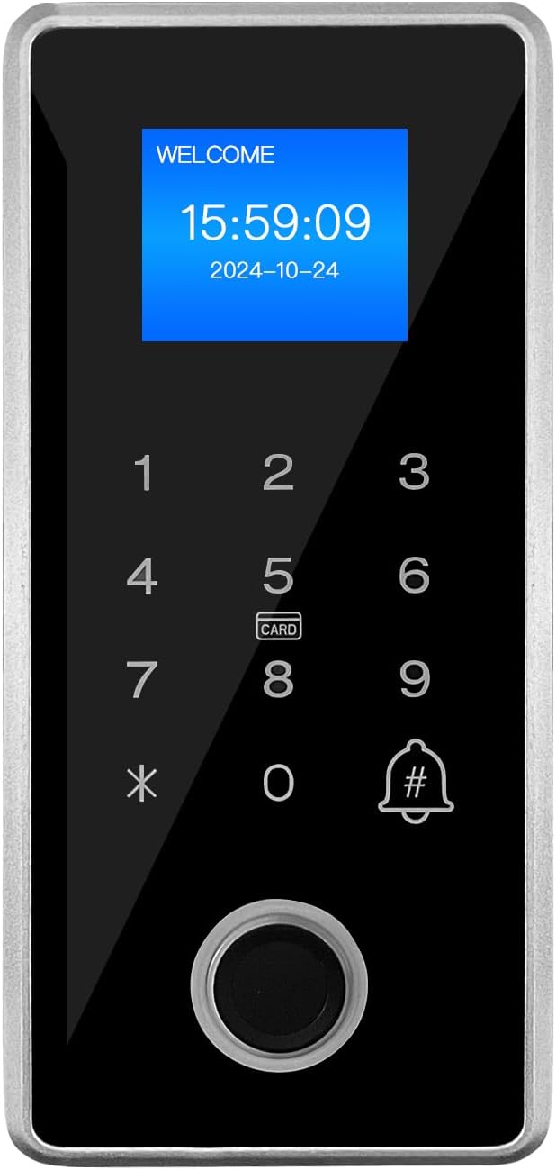 Waterproof Electric Magnetic Fingerprint Door Access Control Kit - 600 lb Holding Force, RFID Keypad/Reader, 5 ID Cards, 110V Power Supply & Metal Exit Button - Secure Lock System (K5EM-600LB KIt)