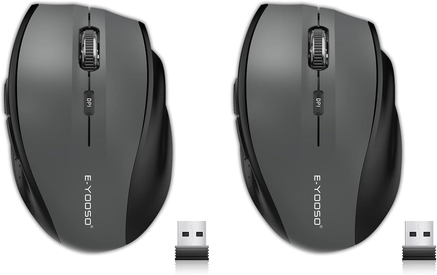 E-YOOSO Wireless Mouse for Laptop, Portable Optical Computer Mouse, 6 Buttons, Cordless 2.4GHz with USB Receiver, 5-Level 4800 DPI, 18 Months Battery Life for PC Chromebook Windows Mac