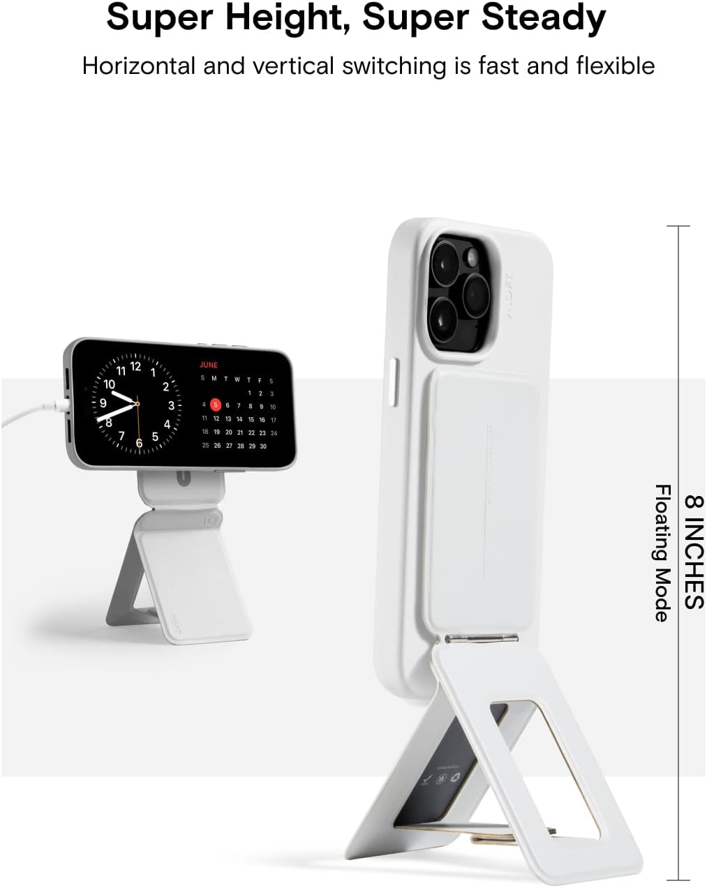 MOFT Phone Tripod Stand Selfie Stick for iPhone, Multi-Angles iPhone Stand, Lightweight & Portable Phone Holder, Strong Magnets, MOVAS Vegan Leather, Travel Essentials, Misty Cove (Without Card Slot)