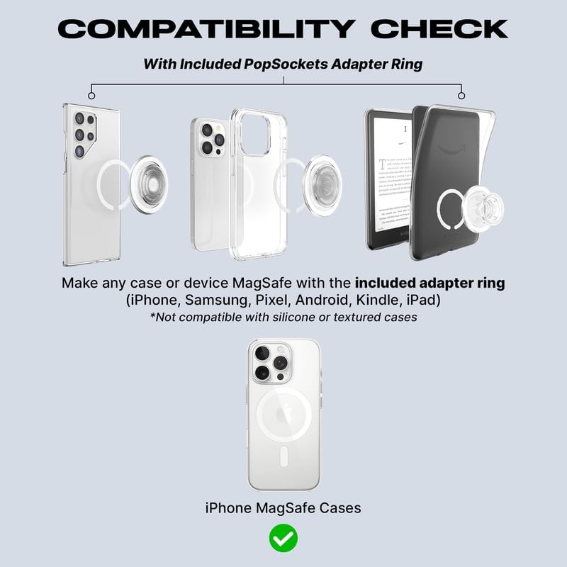 PopSockets Phone Grip for MagSafe with Kickstand, Magnetic Stand, Swappable Top, Secure Hold for iPhone MagSafe Cases, Phone & Tablet Grip - Lavender