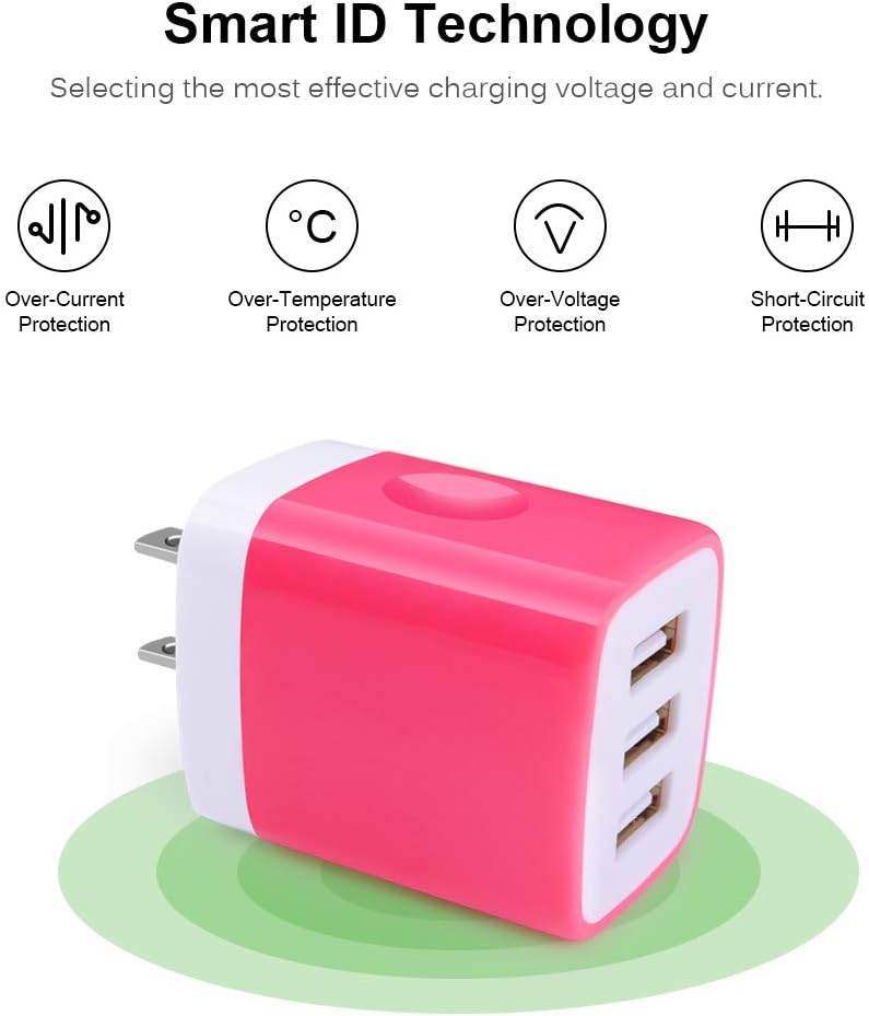 Wall Charger Adapter,USB Cubes,3Pack Universal Travel 3.1A 3 Muti Port Plug Charging Block Compatible with iPhone 16,15,14,13,12,11,SE,X,Plus,Samsung GalaxyS24,S23,S22,S21,S20 Plus,LG