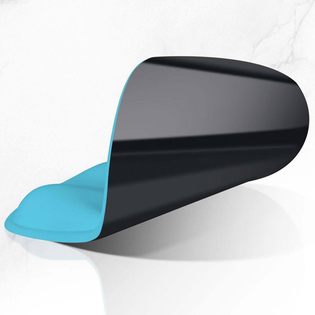 ITNRSIIET Ergonomic Mouse Pad with Wider Memory Foam Wrist Rest +17%, Curved Cushion Reduces Pressure 20%, Pain Relief, Non-Slip, Smooth, Cute Color Desk Accessory, 9.85 x 9 inch, Powder Blue