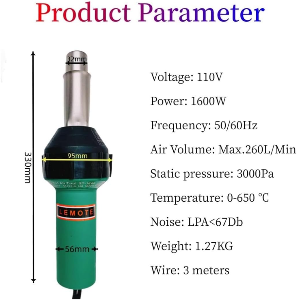 110V Hot Air Gun Welding Torch 1600W Heat Gun Plastic Welder Roofing Welder Kits
