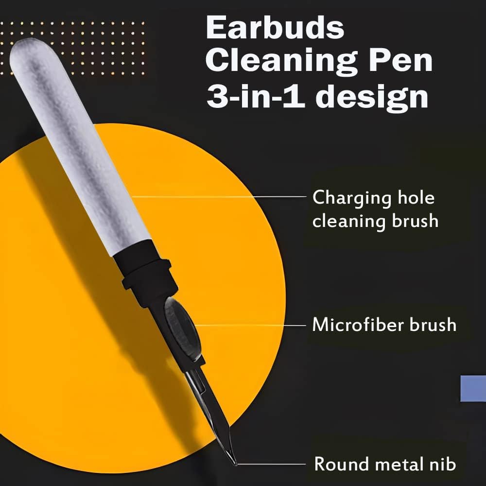 Cleaner Kit for Earbuds, Cleaning kit for Airpods Pro 1 2 3, Multi-Function Cleaning Tool with Brush Flocking Sponge for Wireless Earphones Bluetooth Headphones Case Camera and Phone(Black)