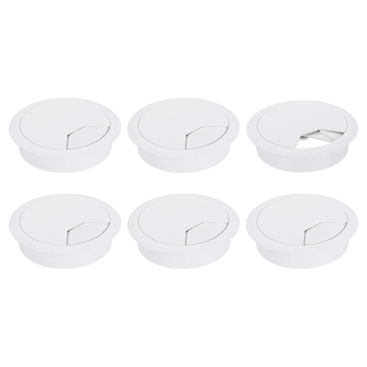 uxcell 6 Pcs 80mm (3.15 Inch) Desk Grommet, Plastic Cable Hole Cover, Wire Cord Cable Organizer for Home Office Computer Desk Cabinet, White