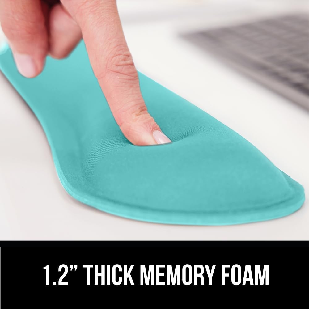GORILLA GRIP Silky Gel Memory Foam Wrist Rest for Computer Keyboard, Mouse, Ergonomic Design for Typing Pain Relief, Desk Pads Support Hand, Arm, Mousepad Rests, Stain Resistant, 2 Piece Pad Turquoise