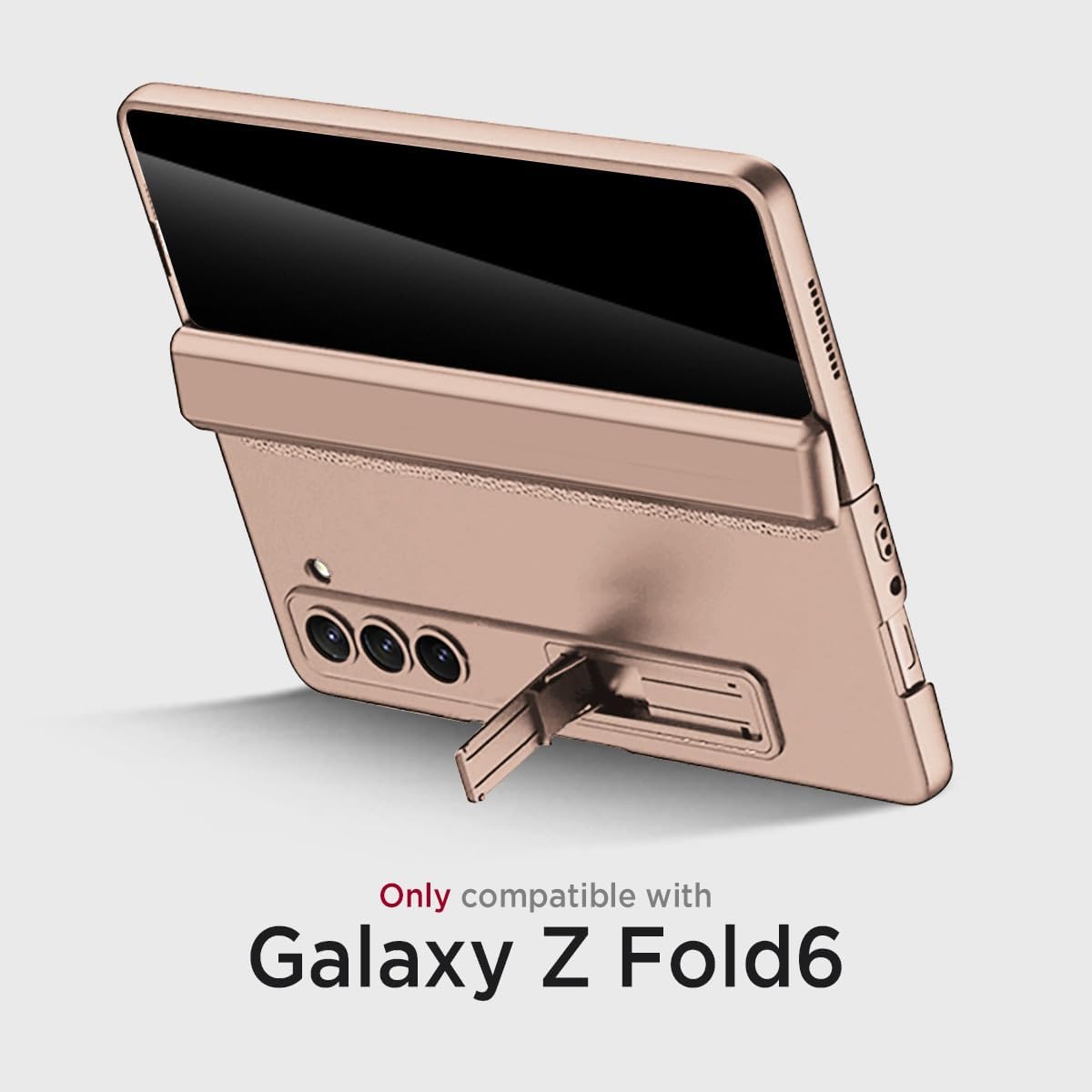 Miimall for Samsung Fold 6 Case with Privacy Screen Protector, Built-in Adjustable Kickstand & Magnetic Hinge & Camera Lens Protective All-Inclusive Phone Case for Galaxy Z Fold6 5G Champagne Gold
