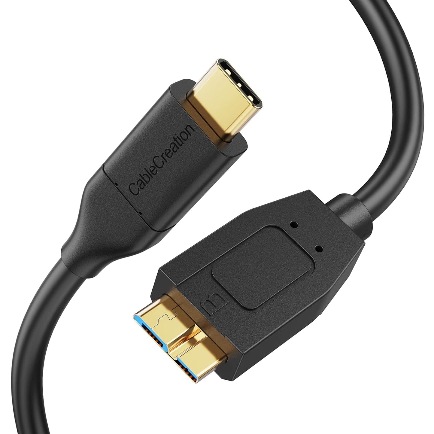 CableCreation 1FT*2 USB C to Micro B Cable,10Gbps Speed External Hard Drive Braided,USB 3.1 Type C to Micro B Work for iPhone 15/16,Seagate WD Westgate My Passport,MacBook Pro,iPad/Tablet,Black