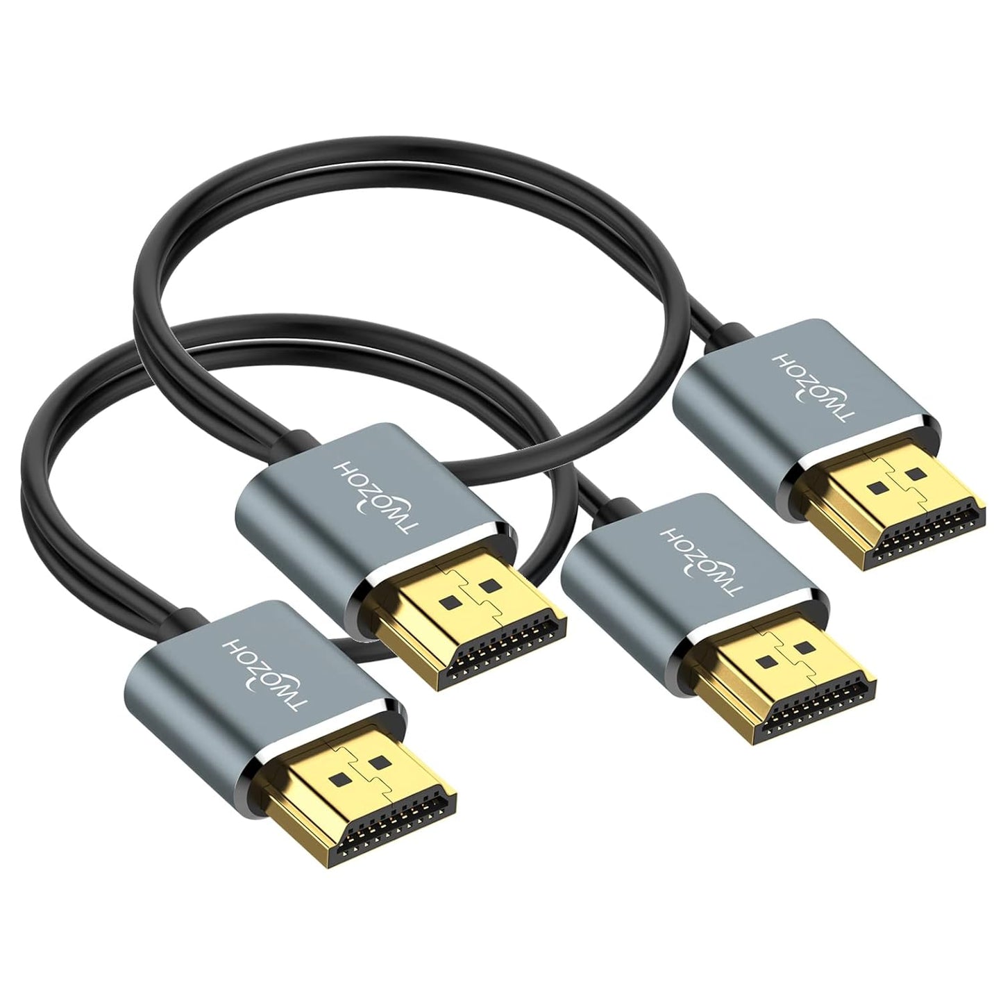 Twozoh Flexible & Slim HDMI Cable 3.3FT 2 Pack, Ultra Thin HDMI Cord Supports High Speed 4K@60Hz 18gbps 2160P/1080P