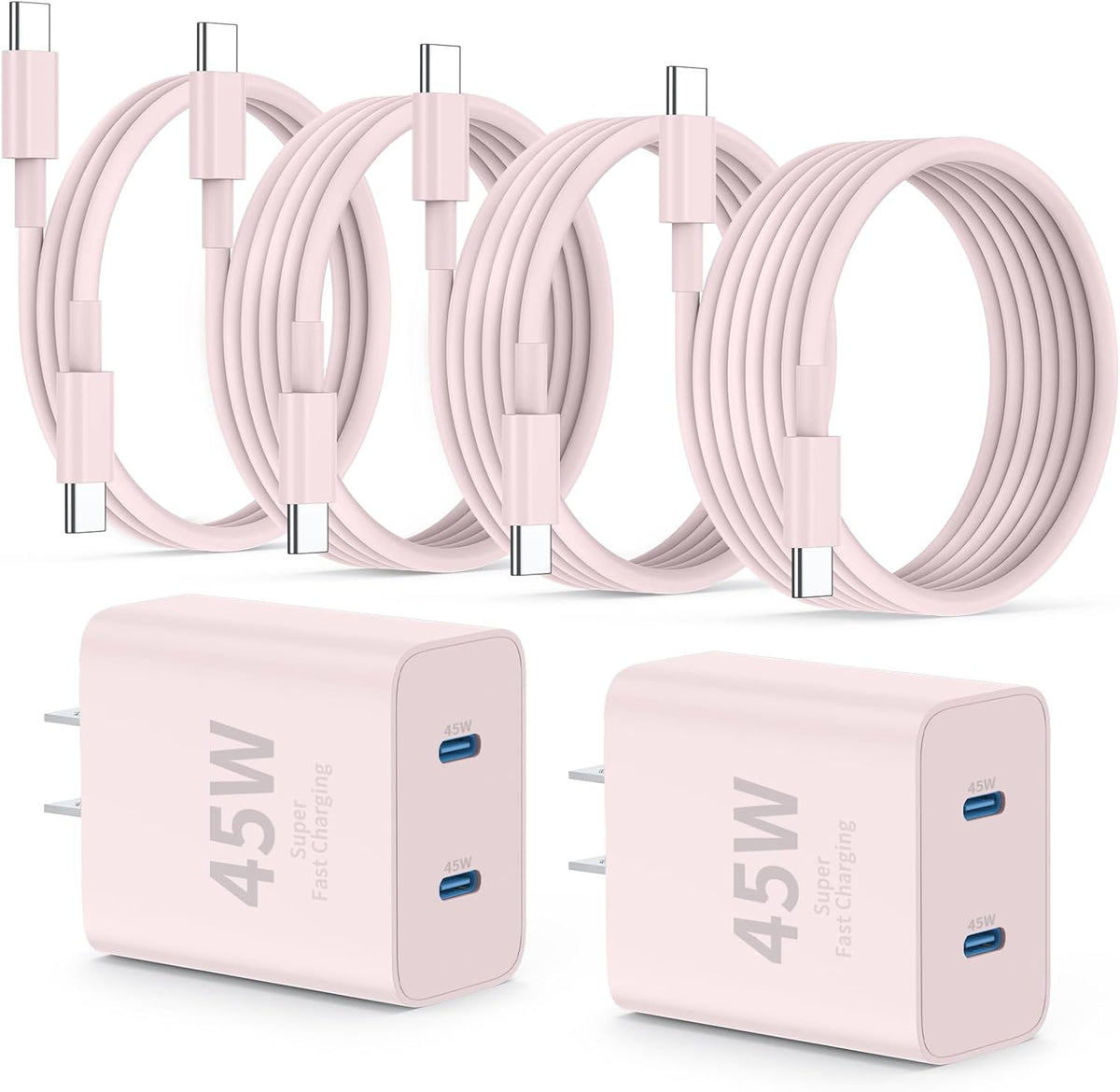 Super Fast Samsung Charger Type C,45W Dual Port USB C Fast Charger Block [2-Pack] & Extra Long 60W 3/6/6/10FT USB C Cable - PD Quick Charging 3.0 for Samsung Galaxy S25 Ultra/S24+/S23 iPhone 16