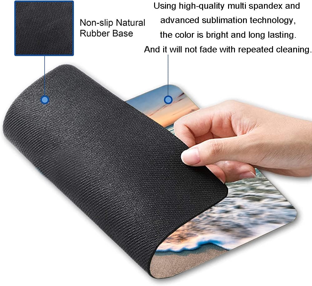 Beach Sunset Washable Square Waterproof Cute Gaming Office Laptop Mousepad - Non-Slip Rubber Computer Mouse Pad for Wireless Mouse, Personalized for Desk