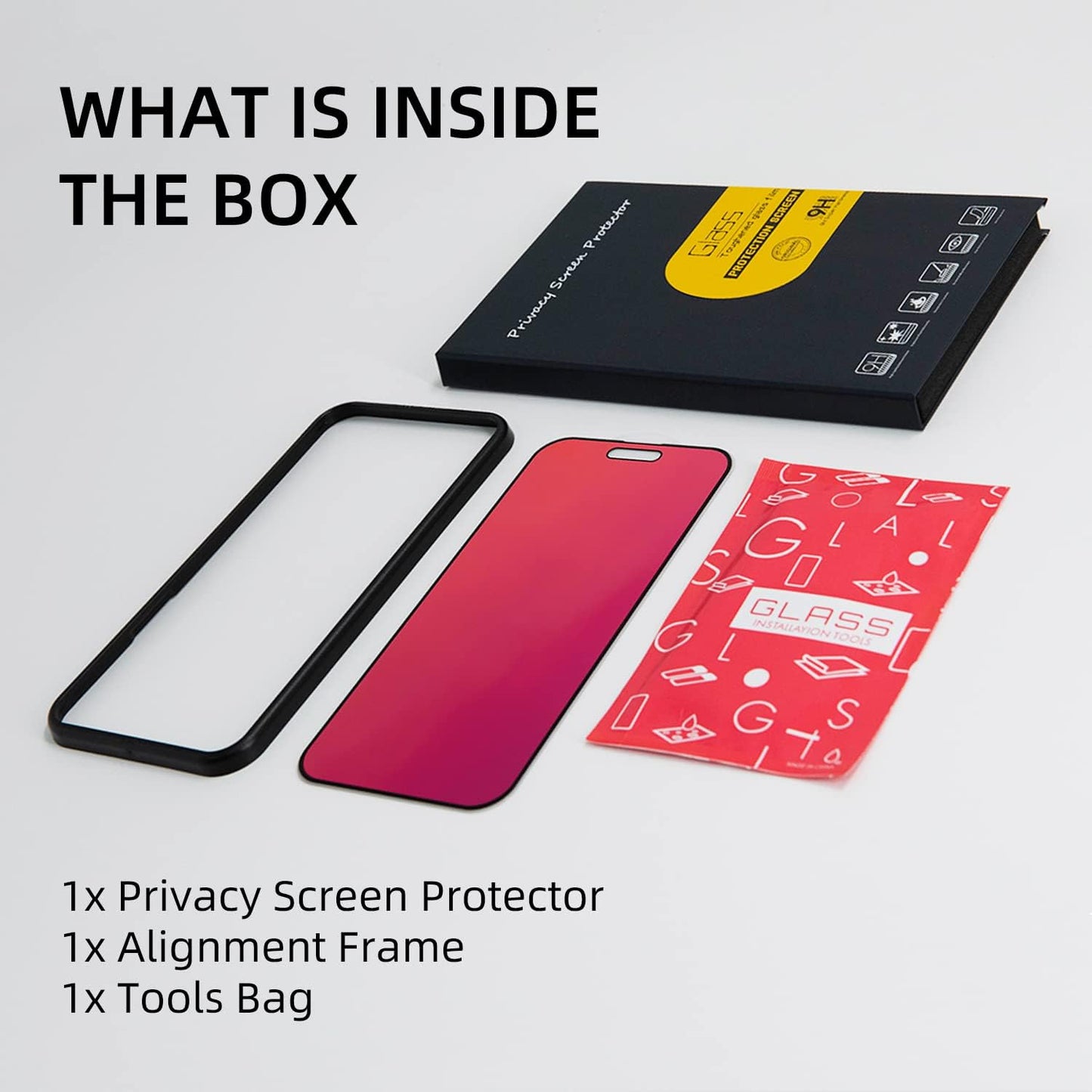 EGKimBa Privacy Screen Protector Compatible with iPhone 14 Pro Max, iPhone 16 Plus, 15 Plus, 6.7 inch Gradient Colorful Electroplated Anti-Spy Anti-Blue Light Tempered Glass