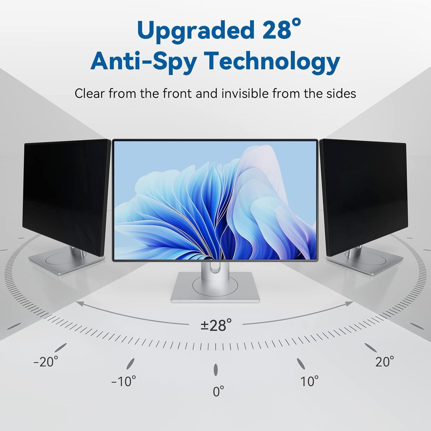 IPROKKO [2-Pack] 28 Inch Computer Privacy Screen Filter for 16:9 Widescreen Monitor, Removable 28in Anti Blue Light Glare Privacy Shield, Anti Spy Security Protector for Hp Dell Asus Acer Samsung