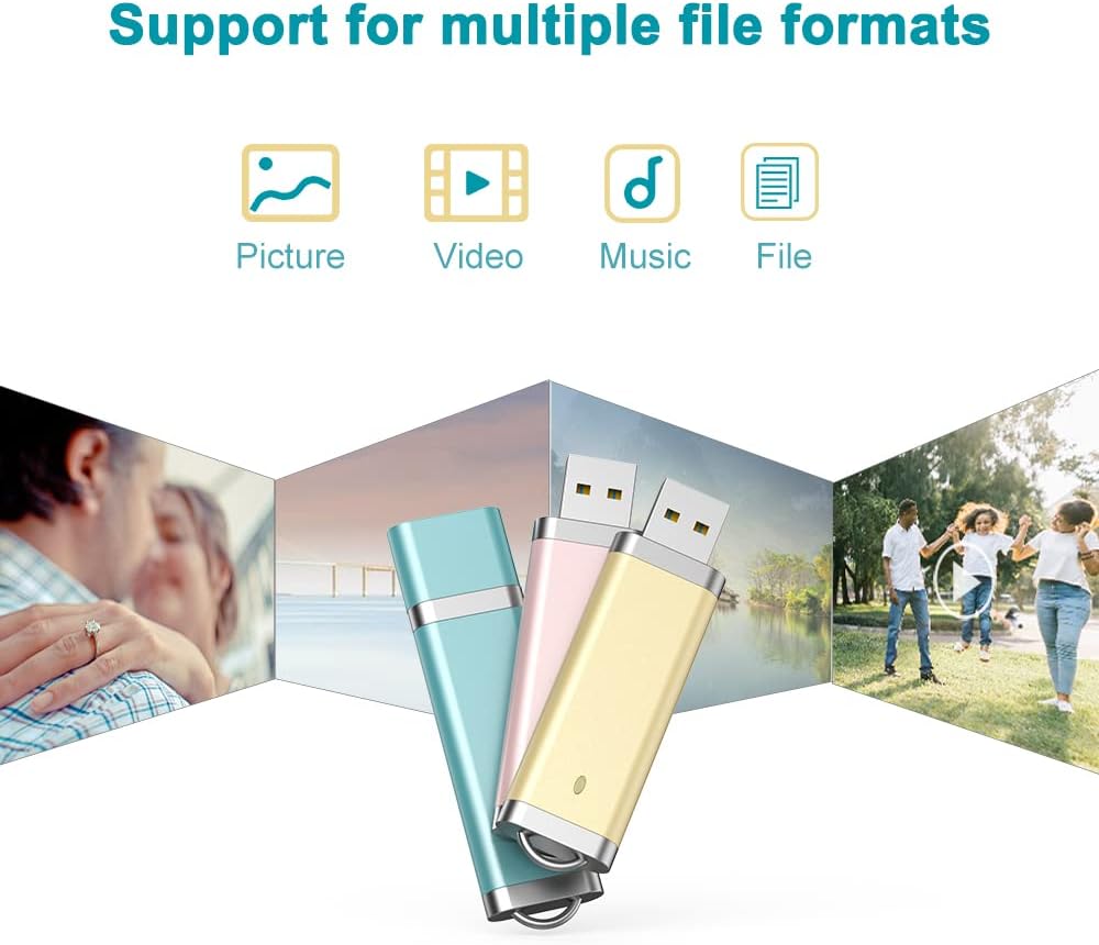KEXIN 3 Pack 64GB Flash Drive USB Drive Thumb Drive 64 GB USB Flash Drive Jump Drive 64G Flash Drives Photo Memory Stick Pen Drive Zip Drive Pink Yellow Blue