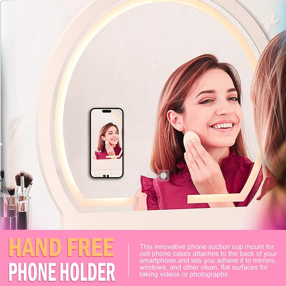 Silicone Suction Phone Holder Mount,Silicon Adhesive Phone Accessory for iPhone and Android, Hands-Free Mirror Shower Phone Holder,TikTok Videos and Selfies (Black, Single Sided)
