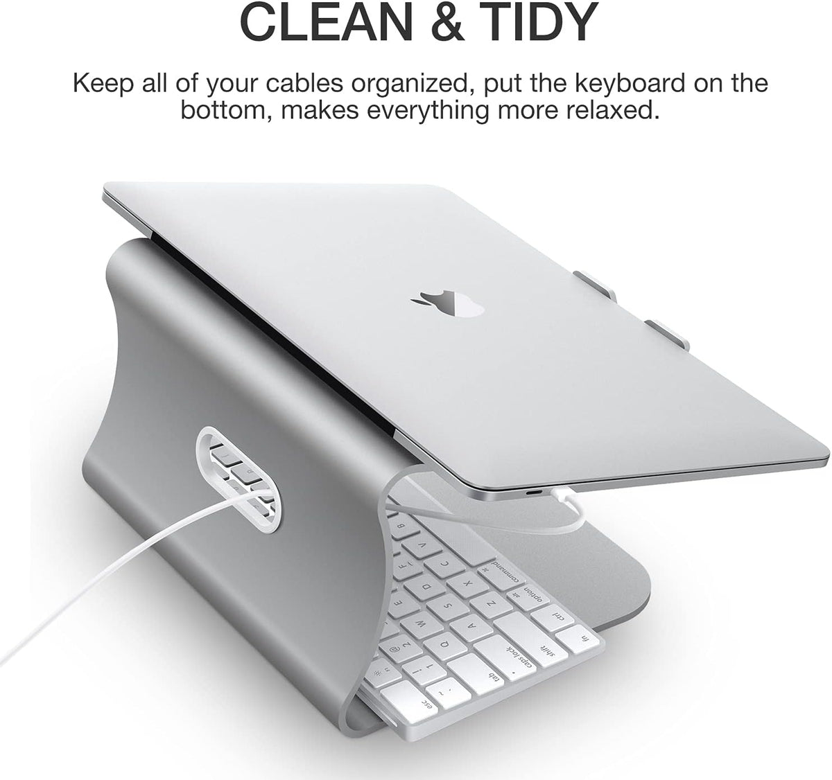 Laptop Stand, Aluminum Notebook Holder Riser Heat-Vent for MacBook Air/Pro, Dell, HP, Lenovo, Microsoft Surface, Samsung 11-16 inches Notebook (Space Silver)