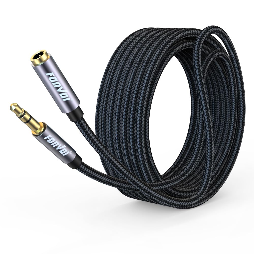 20FT 3.5mm Aux Jack Audio Extension Cable,Male to Female,TRS Headphone Extension Cable Compatible with Heaphone, MP3 Players iPhone iPad Tablets Media Player