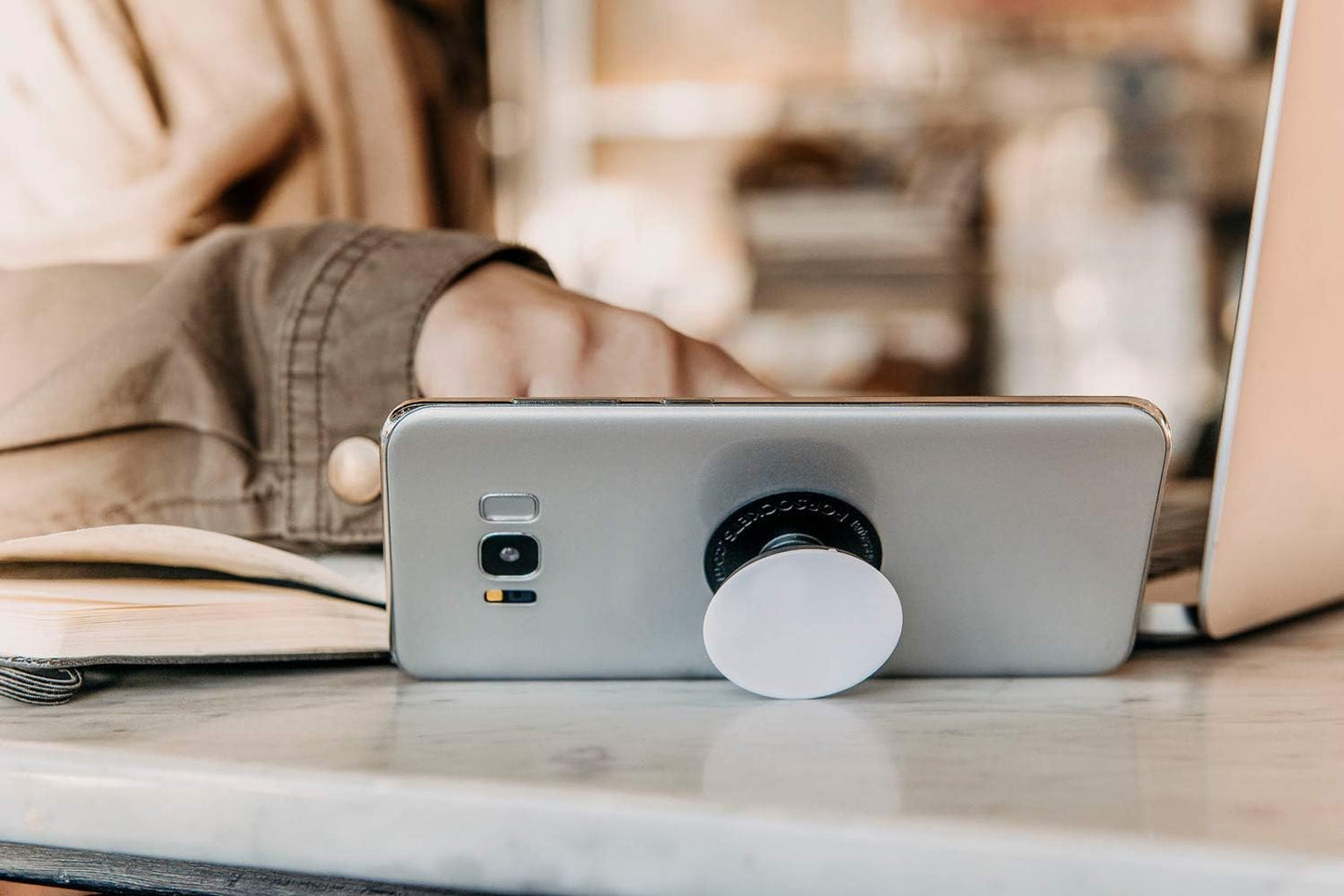 PopSockets Plant-Based Phone Grip with Expanding Kickstand, Adhesive Grip, Eco-Friendly, Cute PopSockets - Ice Blue Transluscent