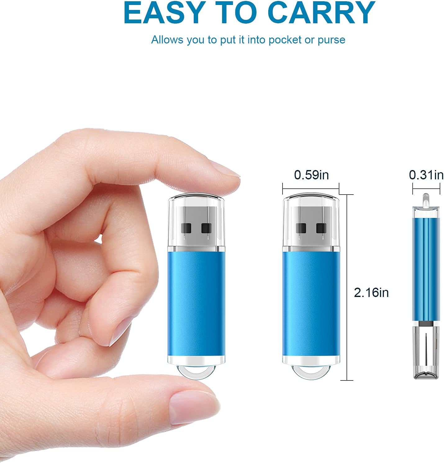 TOPESEL 2pack 128GB USB 3.0 Flash Drive High Speed 128G Thumb Drive Memory Stick Jump Drive USB Zip Drive for PC laptops, Tablets, TVs, car Audio (Blue)