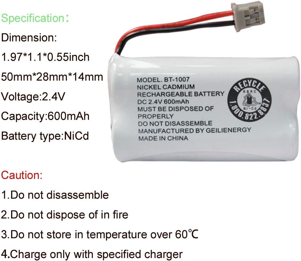 GEILIENERGY BT1007 BT-1007 BBTY0651101 Battery Compatible with BT904 BT-904 BT1015 BBTY0460001 BBTY0510001 BBTY0624001 BBTY0700001 HHR-P506, HHR-P506A Cordless Phone(2-Pack)