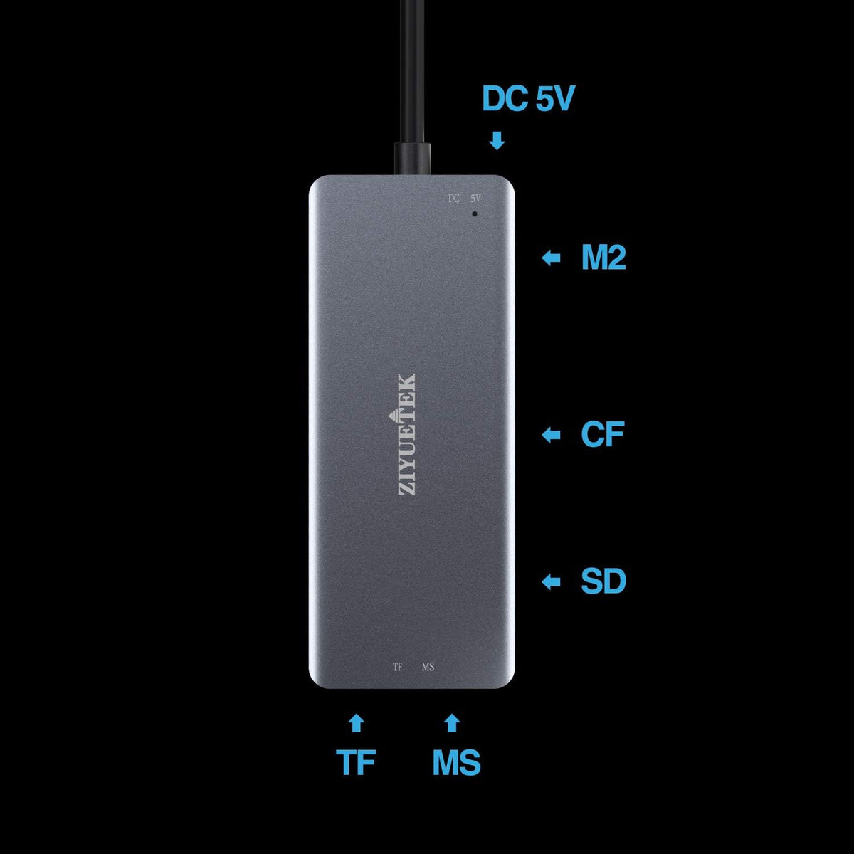 CF Card Reader,USB 3.0 to Compact Flash Memory Card Reader Adapter 5Gbps Read 5 Cards Simultaneously for SDXC, SDHC, SD, Micro SDXC, Micro SD, Micro SDHC, M2, MS, CF and UHS-I Card (Grey)