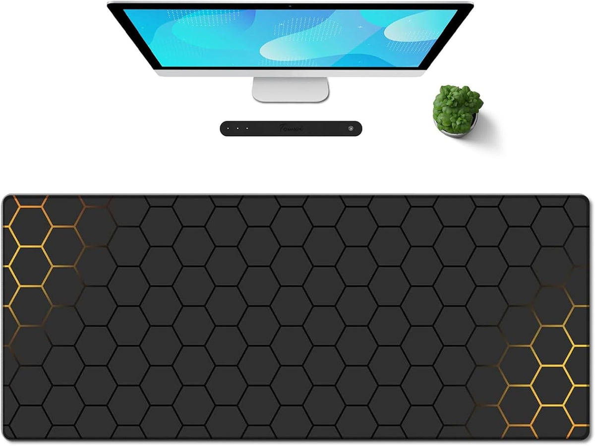 Galdas Gaming Mouse Pad XXL XL Large Long Extended Big Mousepad Non-Slip Rubber Keyboard Mouse Pad with Stitched Edges for Laptop Home Office (31.5x11.8x0.08 Inch) … (Grid)