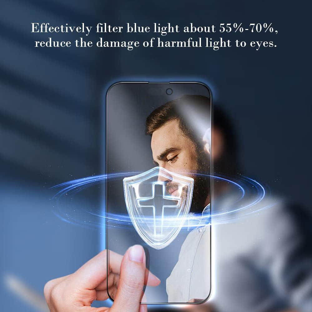 PERFECTSIGHT Sapphire Anti Blue Light Screen Protector Designed for iPhone 14 Pro Max - Medical-Grade Eye Protection - HD Clear Filter 6 Radiations Shatterproof Diamond Hard Tempered Glass (6.7 inch)