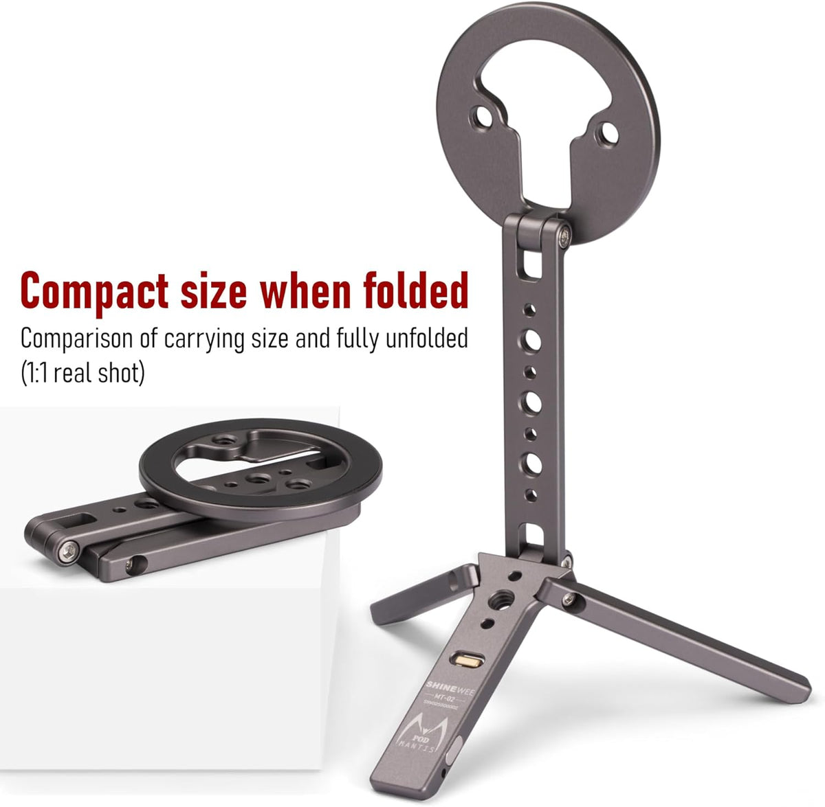 Magnetic Tripod for iPhone 12/13/14/15/16 & MagSafe Cases | Handy Phone Stand | 20 N52 Magnets Inside, Cold Shoe Mount, 1/4" Screw & Foldable Hook