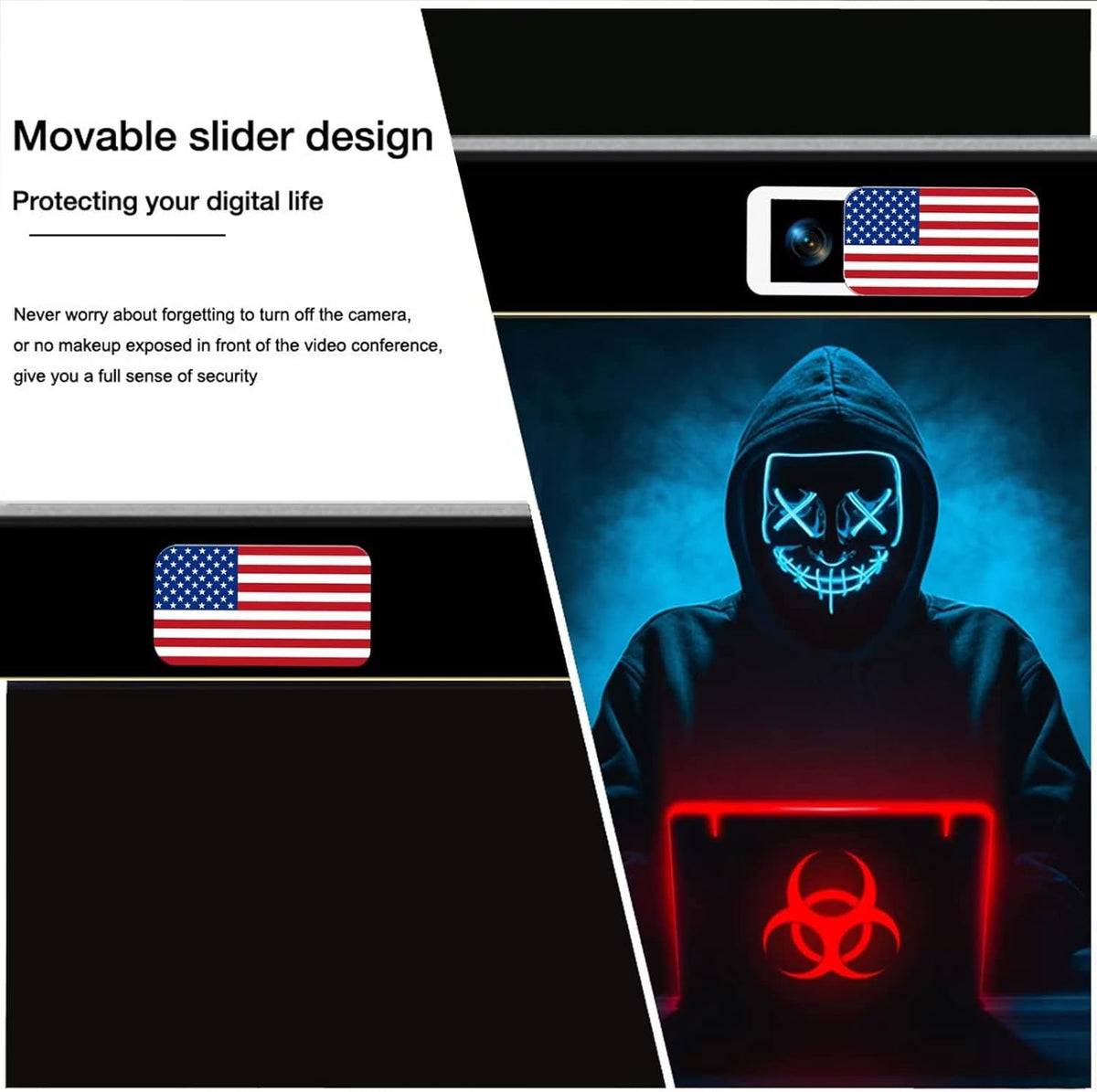 Laptop Camera Cover Slide, Webcam Cover Slide, Ultra-Thin, Nation Flag Pattern Design, 6 Pack