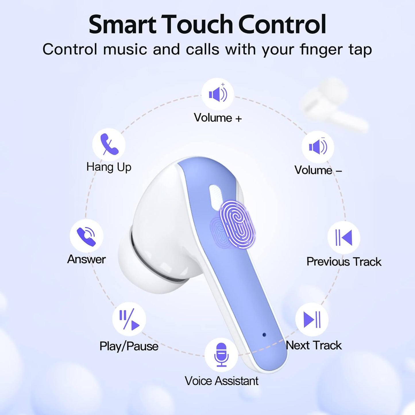 TAGRY Bluetooth Headphones True Wireless Earbuds 60H Playback LED Power Display Earphones with Wireless Charging Case IPX5 Waterproof in-Ear Ear buds with Mic for TV Smart Phone Laptop Computer Sports