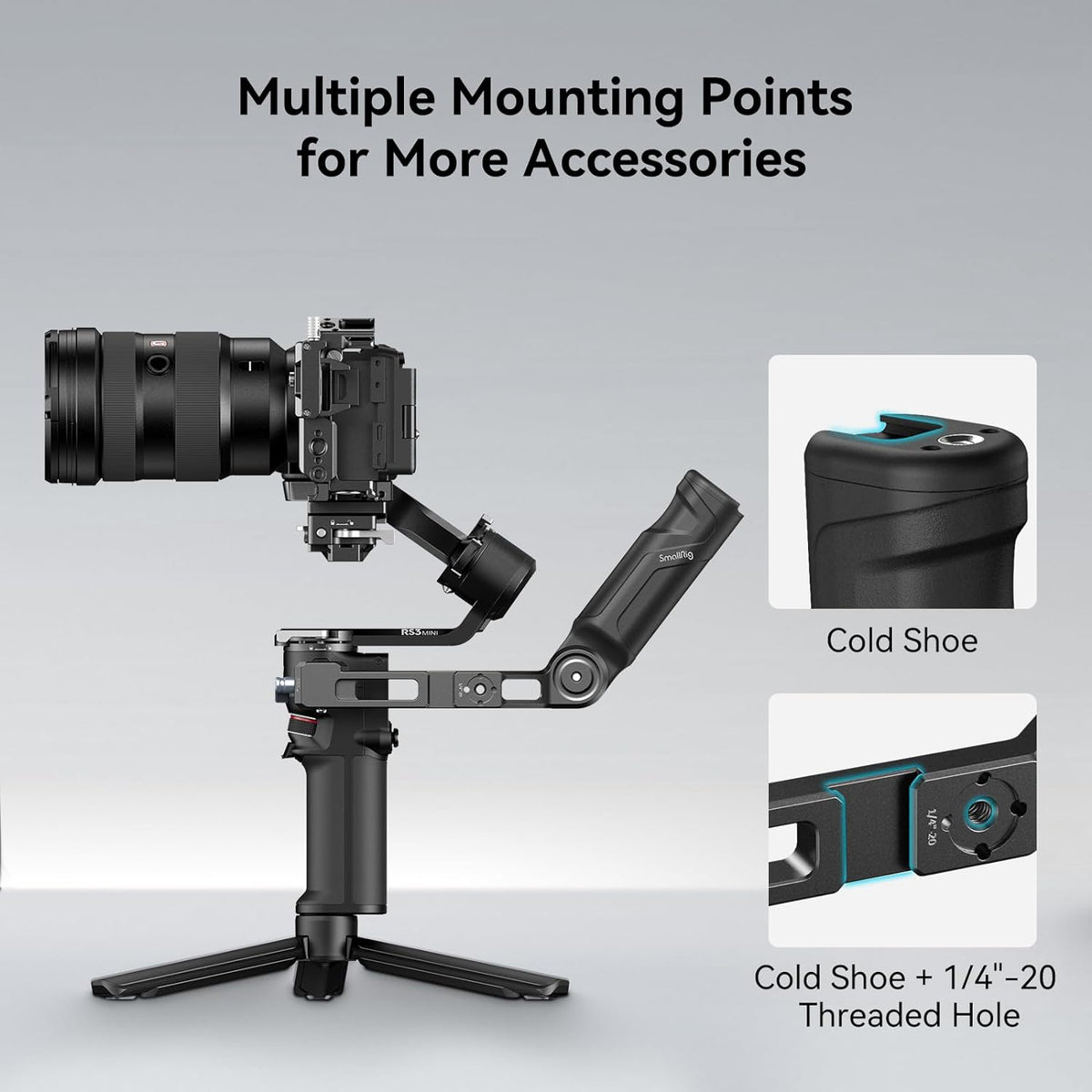 SmallRig Plastic Lightweight Adjustable Handle Sling Handgrip Only for DJI RS 4 Mini/RS 3 Mini Gimbal Handheld Stabilizer, with NATO Clamp and Cold Shoe Mount