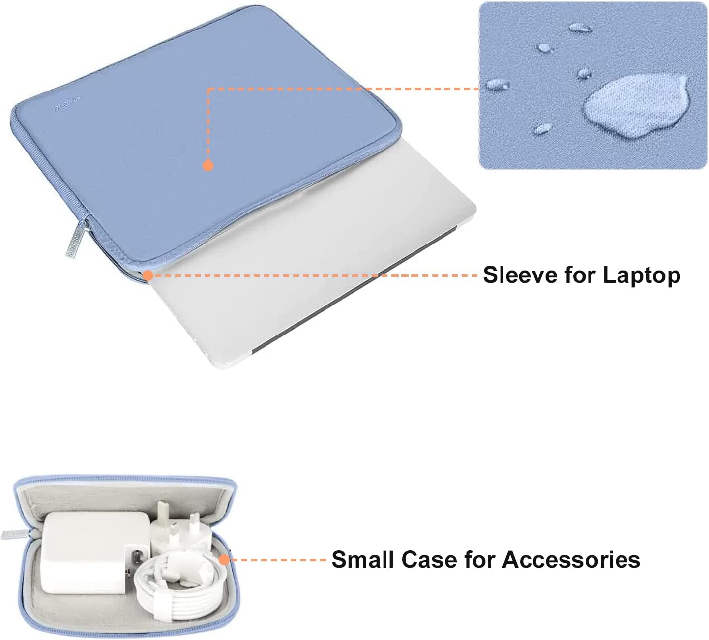 MOSISO Laptop Case 13.3 inch, 13-13.3 inch Laptop Sleeve Bag Compatible with MacBook Air/Pro 13/Pro 14 M5 M4 M3 M2 M1, HP Dell ASUS Lenovo, Neoprene Computer Sleeve Bag with Small Case, Serenity Blue