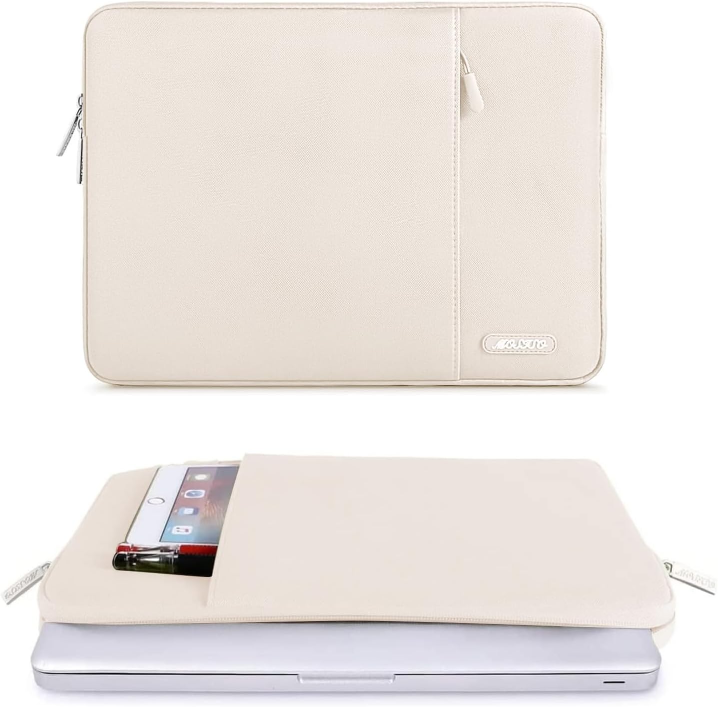 MOSISO Laptop Case 13.3 inch, 13-13.3 inch Laptop Sleeve Compatible with MacBook Air/Pro 13 / Pro 14, HP Dell ASUS Lenovo Notebook, Polyester Vertical Computer Sleeve Bag with Pocket, Sand