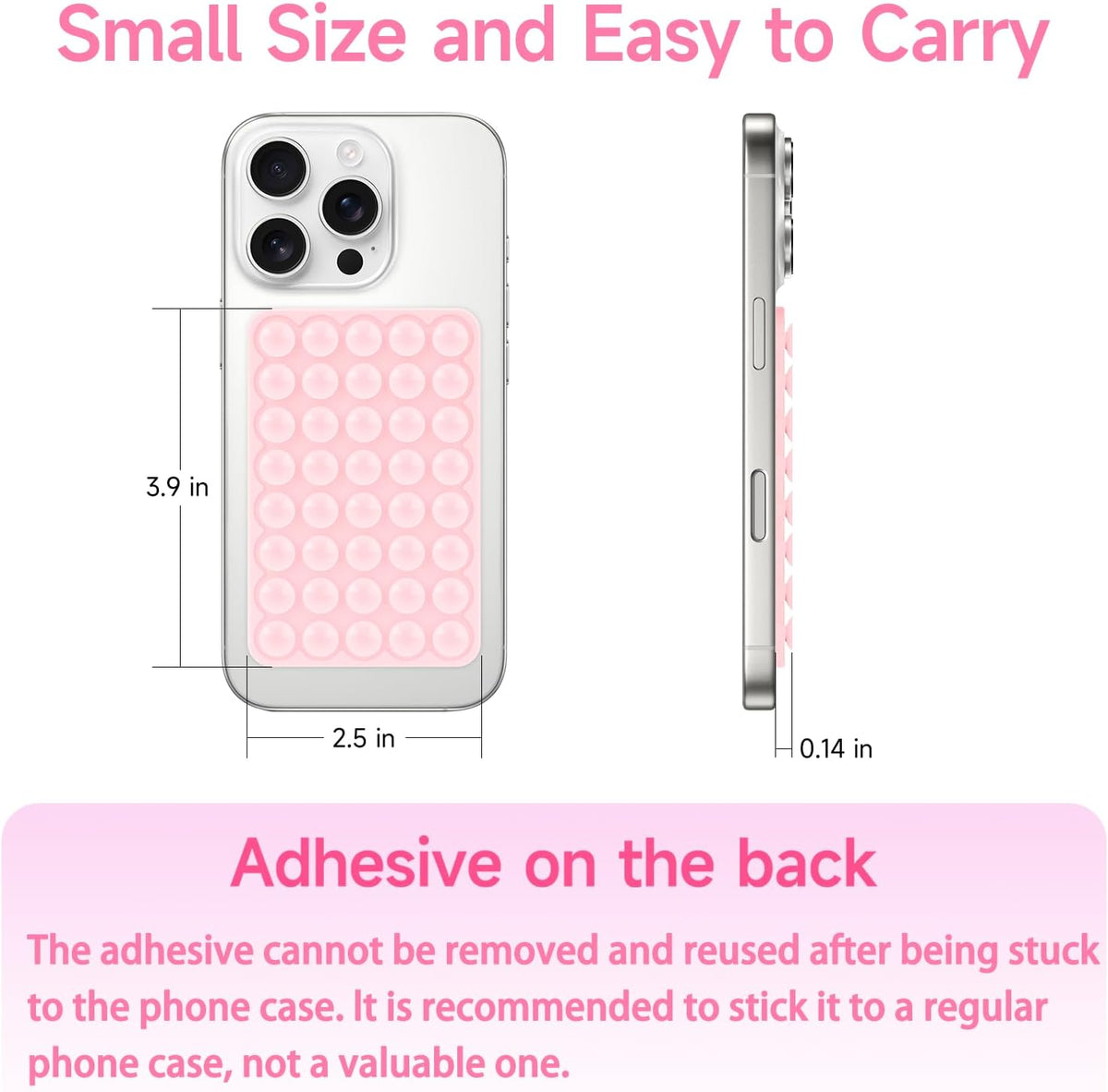 Silicone Suction Phone Case Mount, Non Slip Suction Cup Phone Mount, Phone Accessories Holder for Selfies and Videos, Silicon Adhesive Phone Stand Sticky for Cell Phone Dark Pink