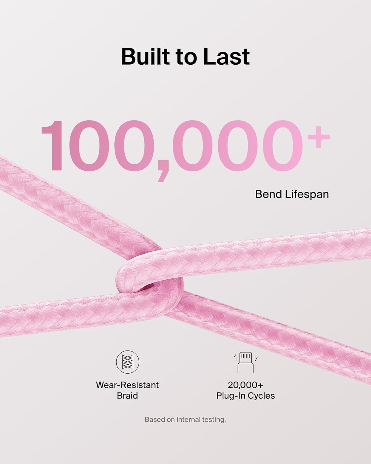 Belkin USB C to USB C Cable 2-Pack, 9.9ft, 60W - Type C Charger, iPhone Charger Cord, Soft, Braided, Flexible for iPhone 16, Galaxy S25, Pixel 9, Airpods, iPad Pro & More, Travel Essentials - Pink