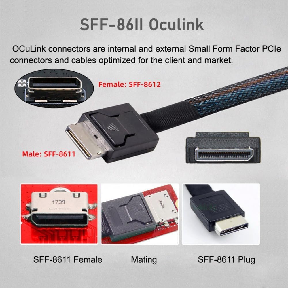 CY External Oculink SFF-8612 SFF-8611 to M.2 NGFF M-Key to NVME PCIe SSD 2280 SSD Enclosure Adapter for Mainboard
